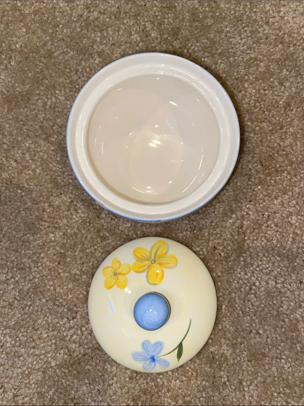 Vintage 2001 April Cornell Cottage Core Ceramic Sugar Bowl Dish & Lid Y2K Chip